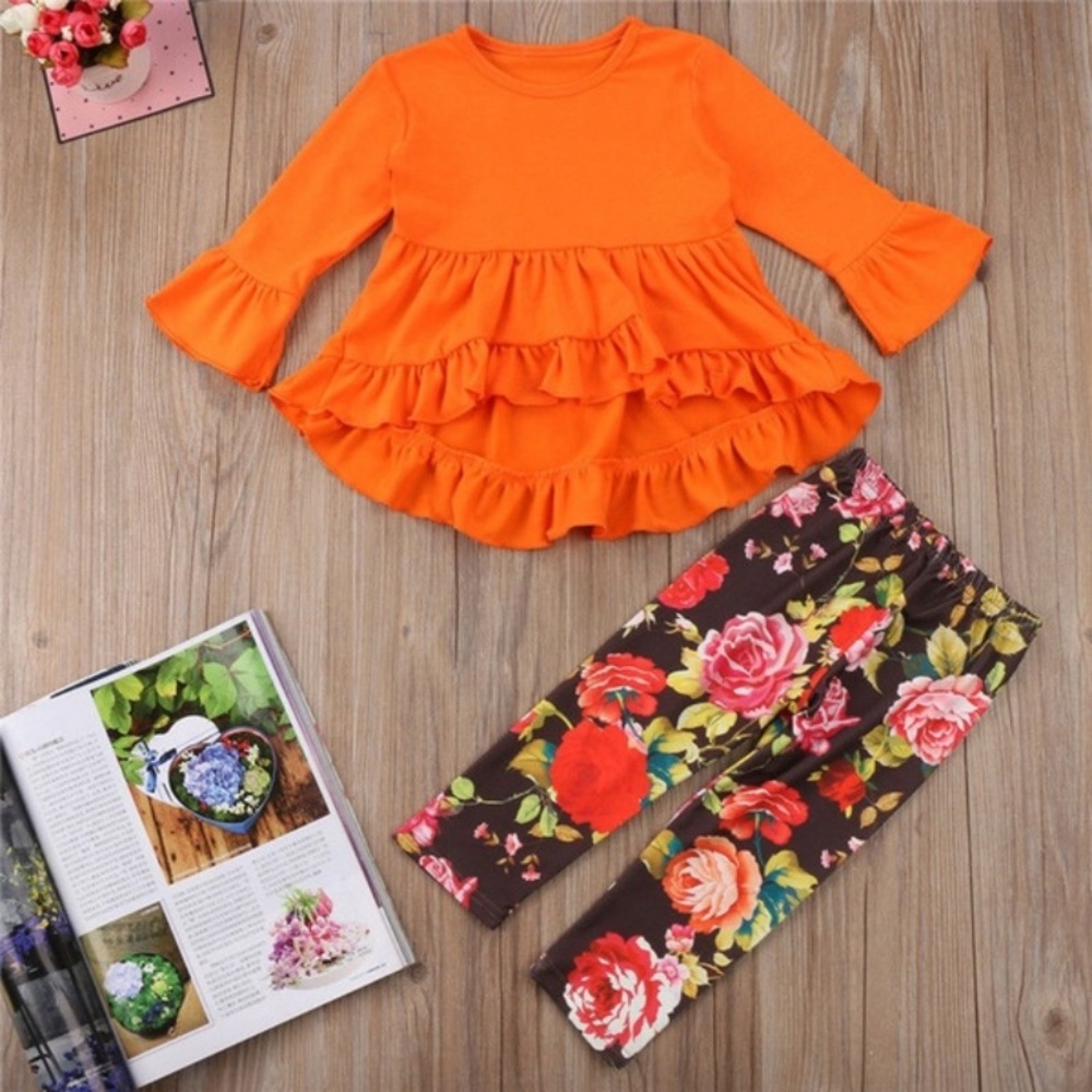 Fall Orange Floral Matching Outfit - Picture 2 of 7